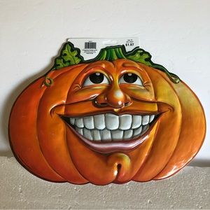 Beistle 3D 2001 Anthropomorphic Jack O Lantern Pumpkin Face Halloween Plastic